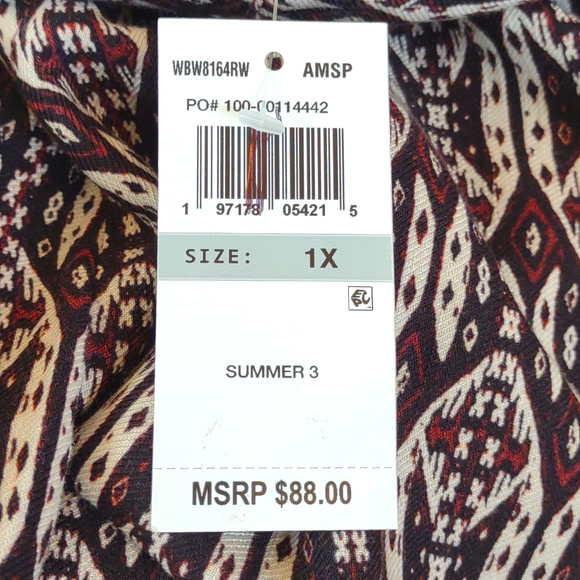 +SZ NWT Brown/Orange Rough Hem Palazzo Pants SZ 1X By Democracy - Picture 9 of 10